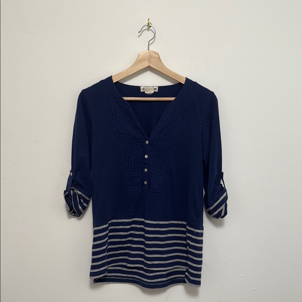 Anthropologie Lili’s Closet Blue Striped Pullover Top